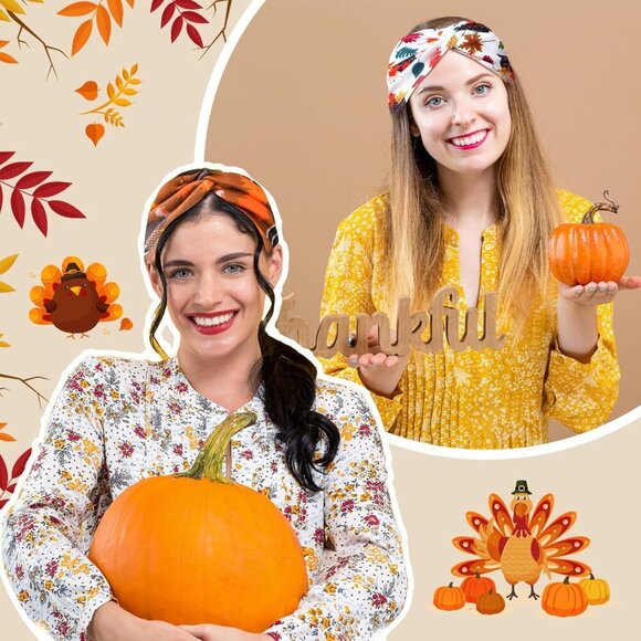 20 Pcs Thanksgiving Fall Headbands Bulk for Women Pumpkin Headbands Accessories - Picture 5 of 7